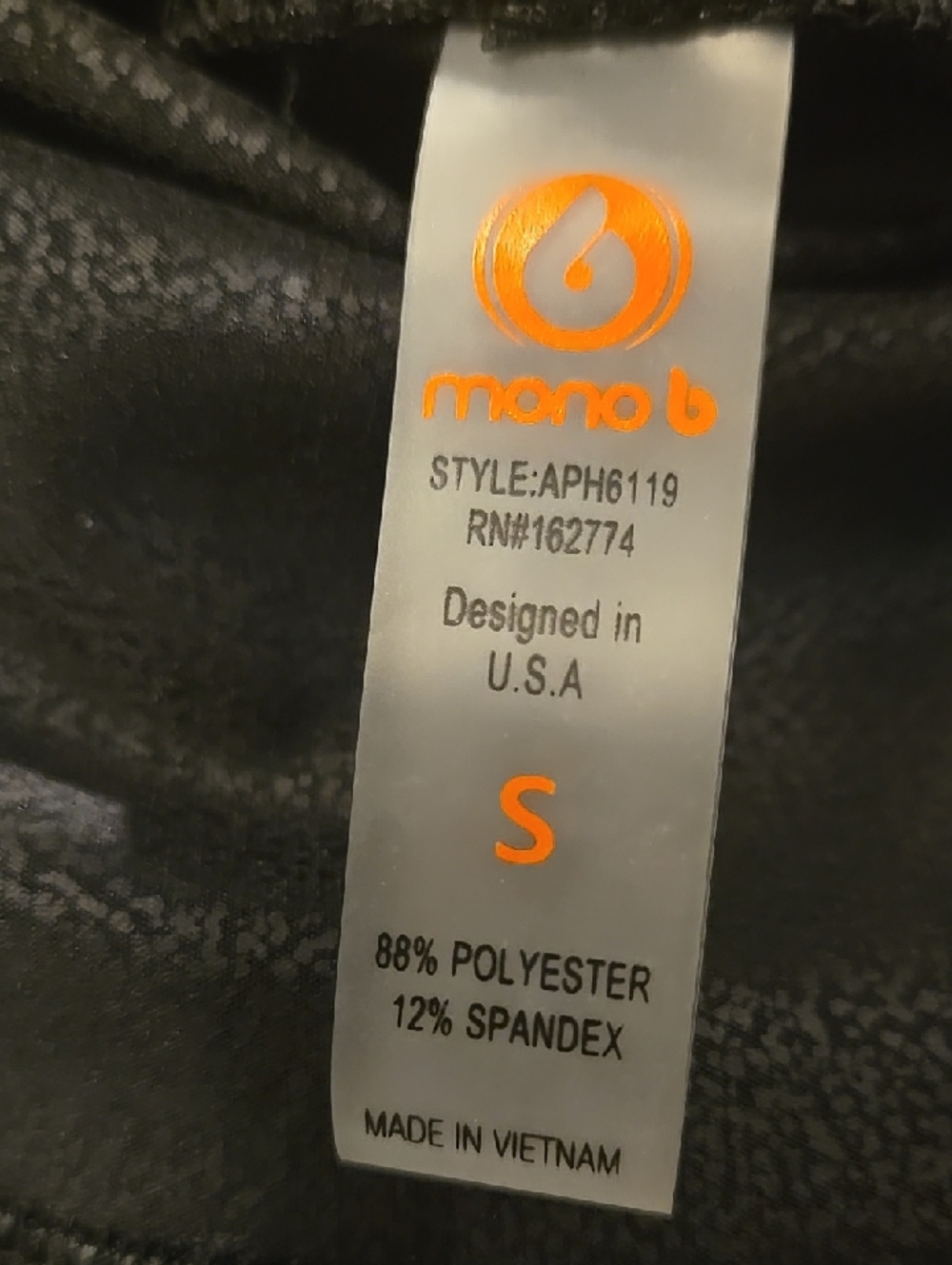 Mono B Small Yoga High Waist Leggings Black Foil Pebble Shimmer Ankle Y2k - Picture 7 of 12